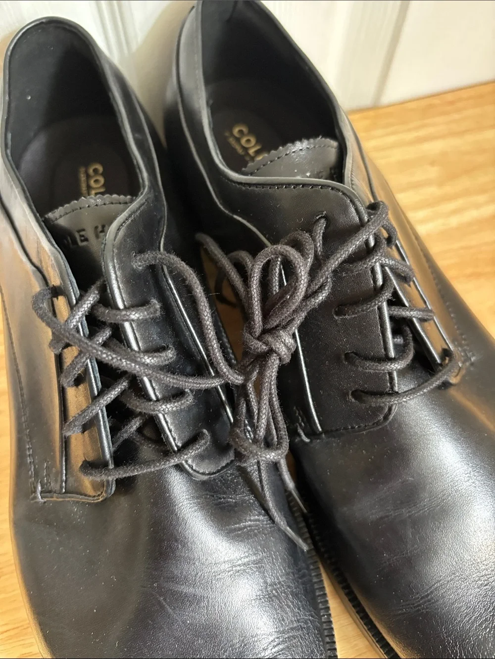 COLE HAAN Classic Black Leather Oxfords Dress Shoes Size 12 lace up work events